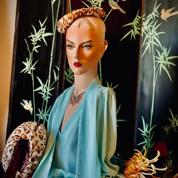 ♥️ Vintage Animal Print Fur Muff and Pillbox Hat - Picture 5 of 16